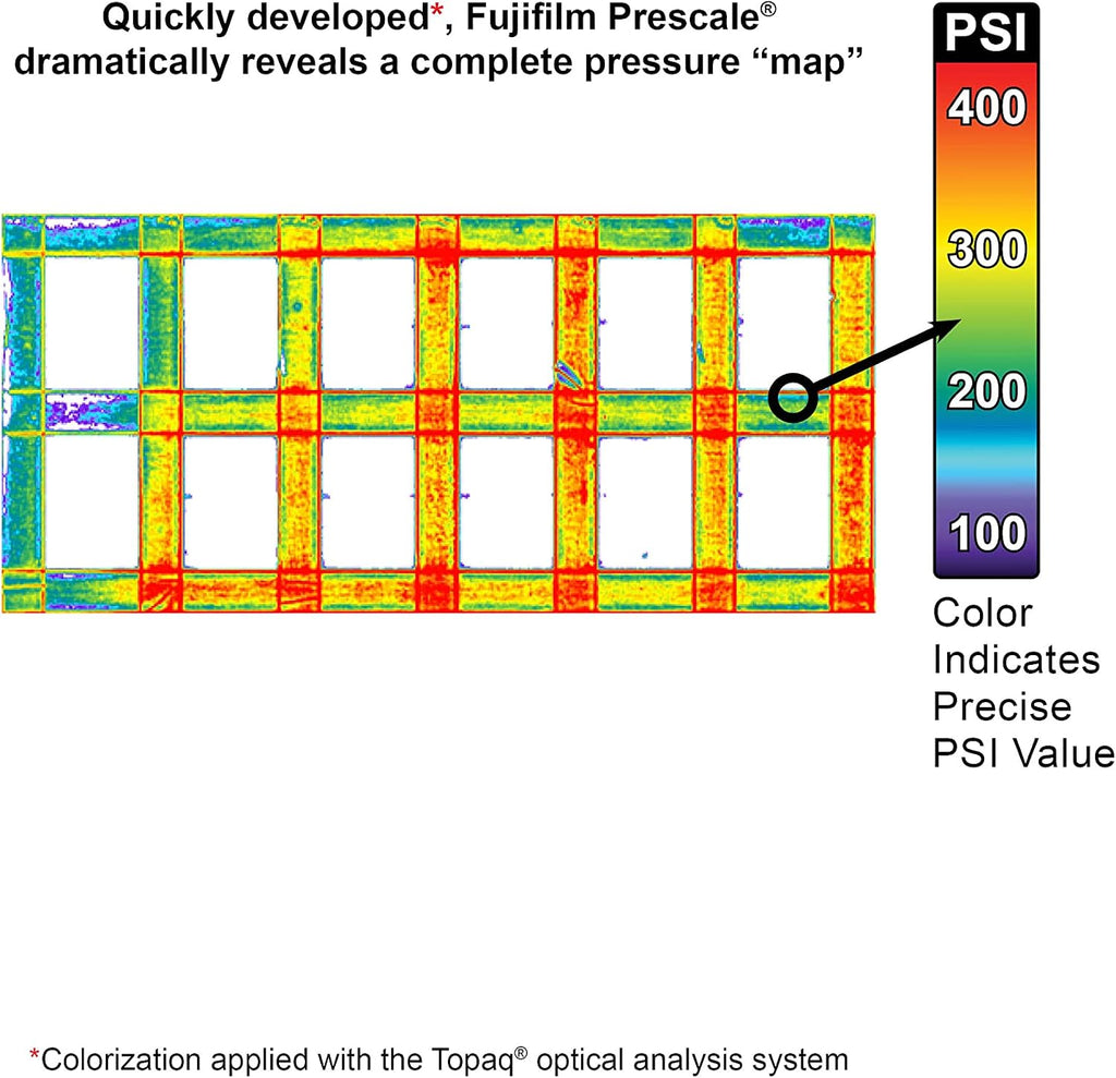 Fujifilm Prescale Low Pressure (LW) – Surface Pressure Mapping - Pressure Indicating Film - Tactile Sensor - Pressure Range 350-1,400 PSI; 32.8 ft. x 10.6 in. Film Roll