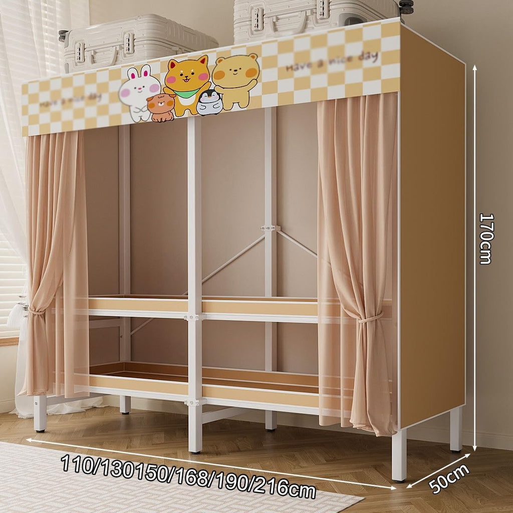 Foldable Clothe Rack With Cover,Portable Closets,Heavy-Duty Portable Closet Wardrobe,Freestanding Garment Rack,for Hanging(Orange,216 * 170 * 50)