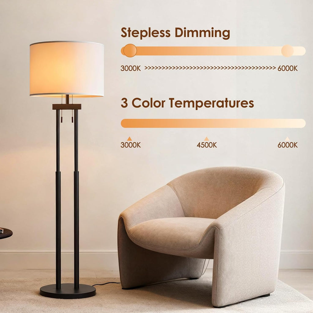 Dimmable Floor Lamps, Floor Lamp with Remote & App Control, 3 Color Temperatures, Stepless Dimming, Reading Floor Lamp, Standing Lamp, Tall Lamp, Floor Lamps for Living Room, 2 Bulbs(Included)