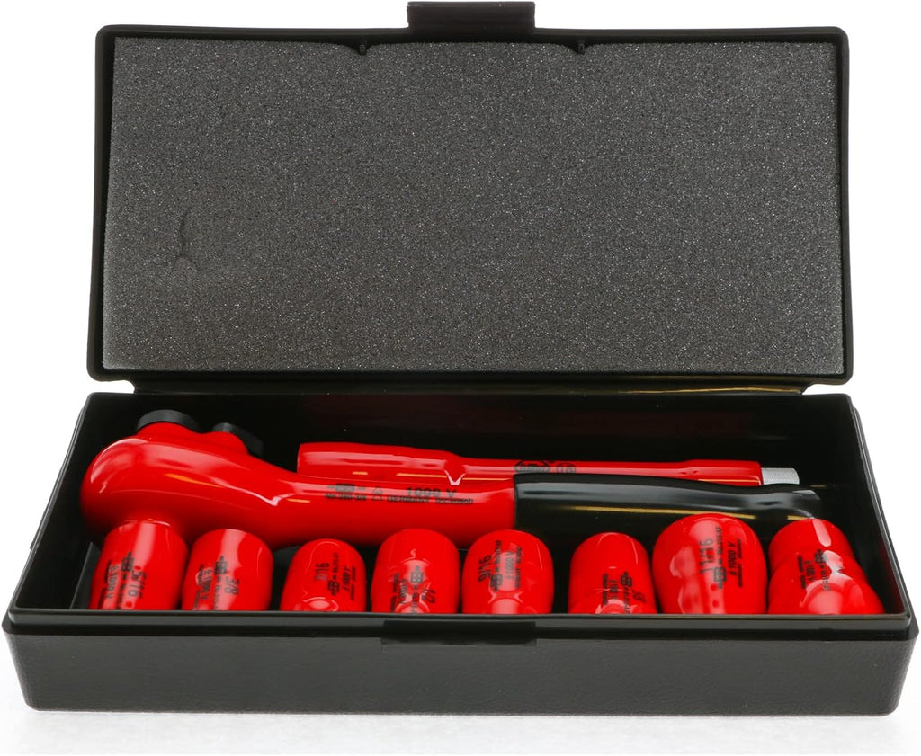 Wiha 31493 Drive Socket Set, Inch, 3/8-Inch, 1000 Volt, 10 Piece