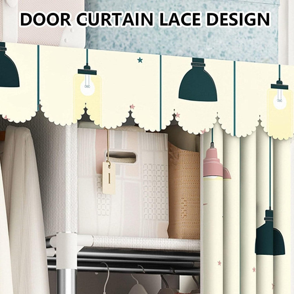 Extra Large Wardrobe Closet With Wheels Heavy Duty Metal Garment Rack Free-Standing Rolling Clothes Rack With Cover For Bedroom (Color : C, Size : 200x45x170cm)