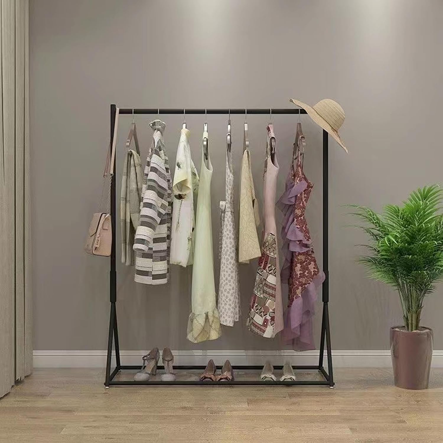Heavy Duty Coat Rack, Garment Rack Commercial Metal Clothes Rail Heavy Duty Clothing Hanging Display Rack Freestanding Clothes Stand for Bedrooms and Boutiques Easy to Assemble (120X40X160CM)