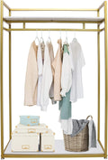 71' Clothes Display Stand,Load 66.14LBS Gold Clothes Display Stand, Freestanding Garment Rack w/4 Foot Pads,Iron Storage Clothes Rack for Home, Commercial,Boutiques Use