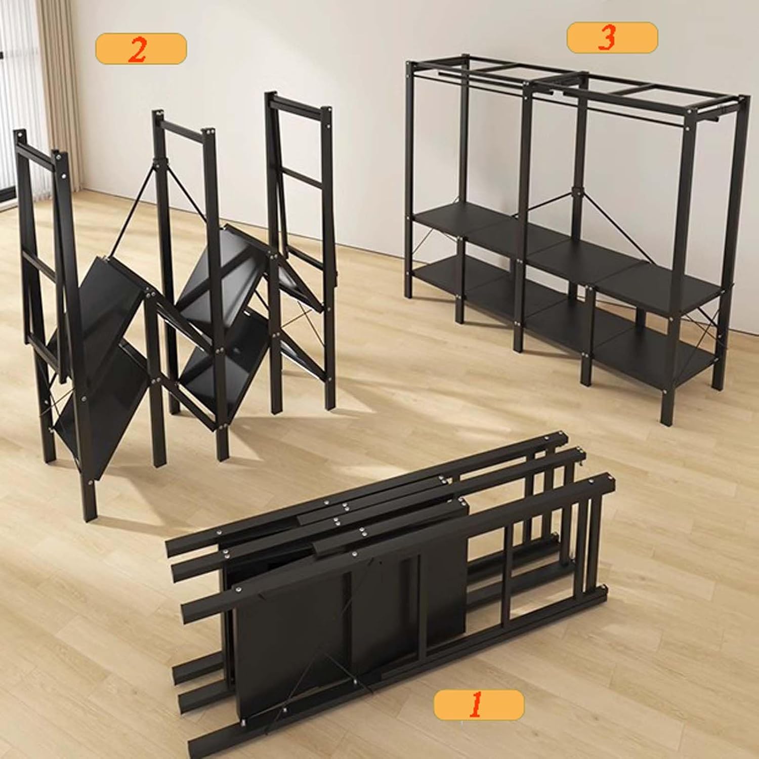 HUHJYUGE Portable Wardrobe Closet, Freestanding Clothes Garment Rack Dustproof, Sturdy Large Wardrobe Closet for Bedroom, Clothes Rack with Cover, Metal Clothing Rack, for Living Room Office