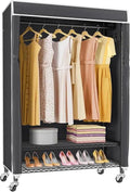 Wardrobe Closet Rolling Clothes Rack with Cover Portable Closet for Hanging, Heavy Duty Garment Freestanding(Color 2)