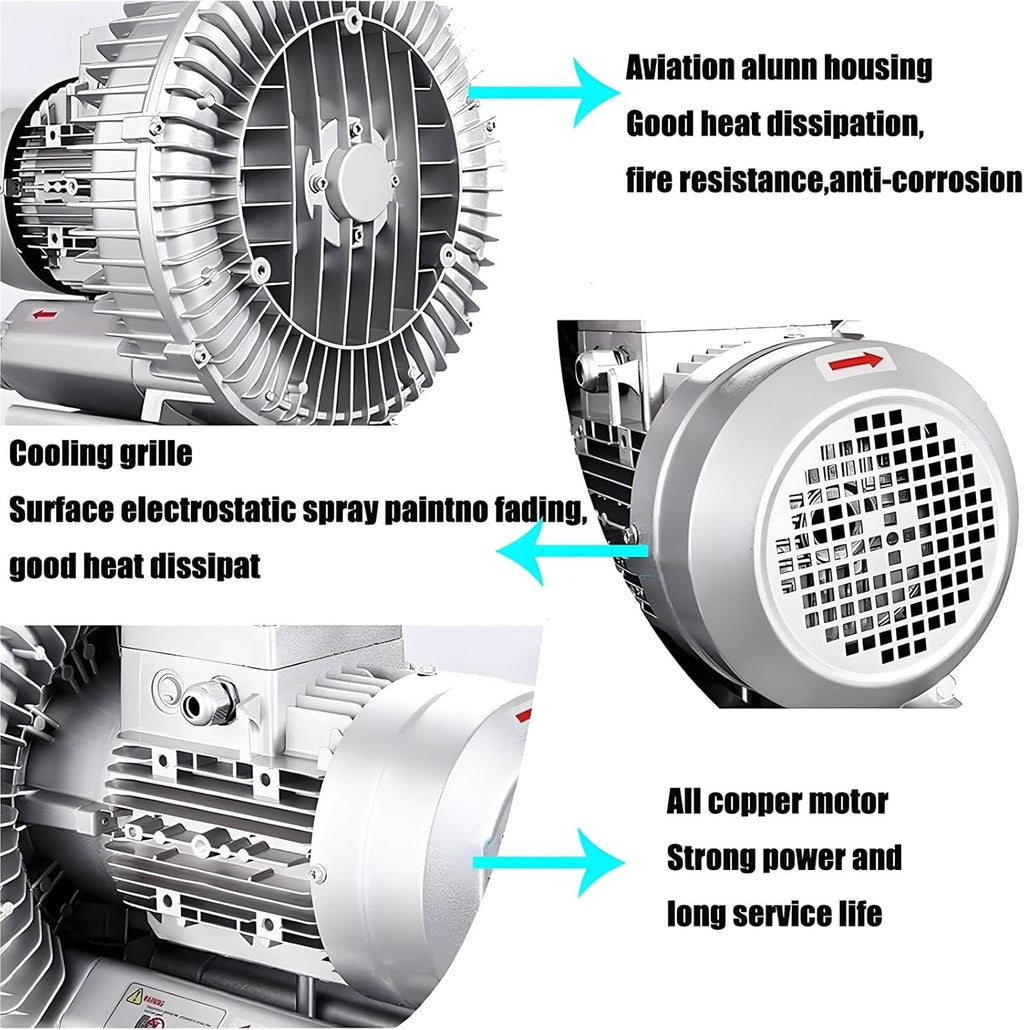 Industrial Aquaculture Pond Fish Tank Vortex Air Blower Pump,120W-1500W 110V/220V/380V Commercial Air Pump Blower High Pressure Aquarium Fish Pond Tanks Air Oxygen Pump Blower