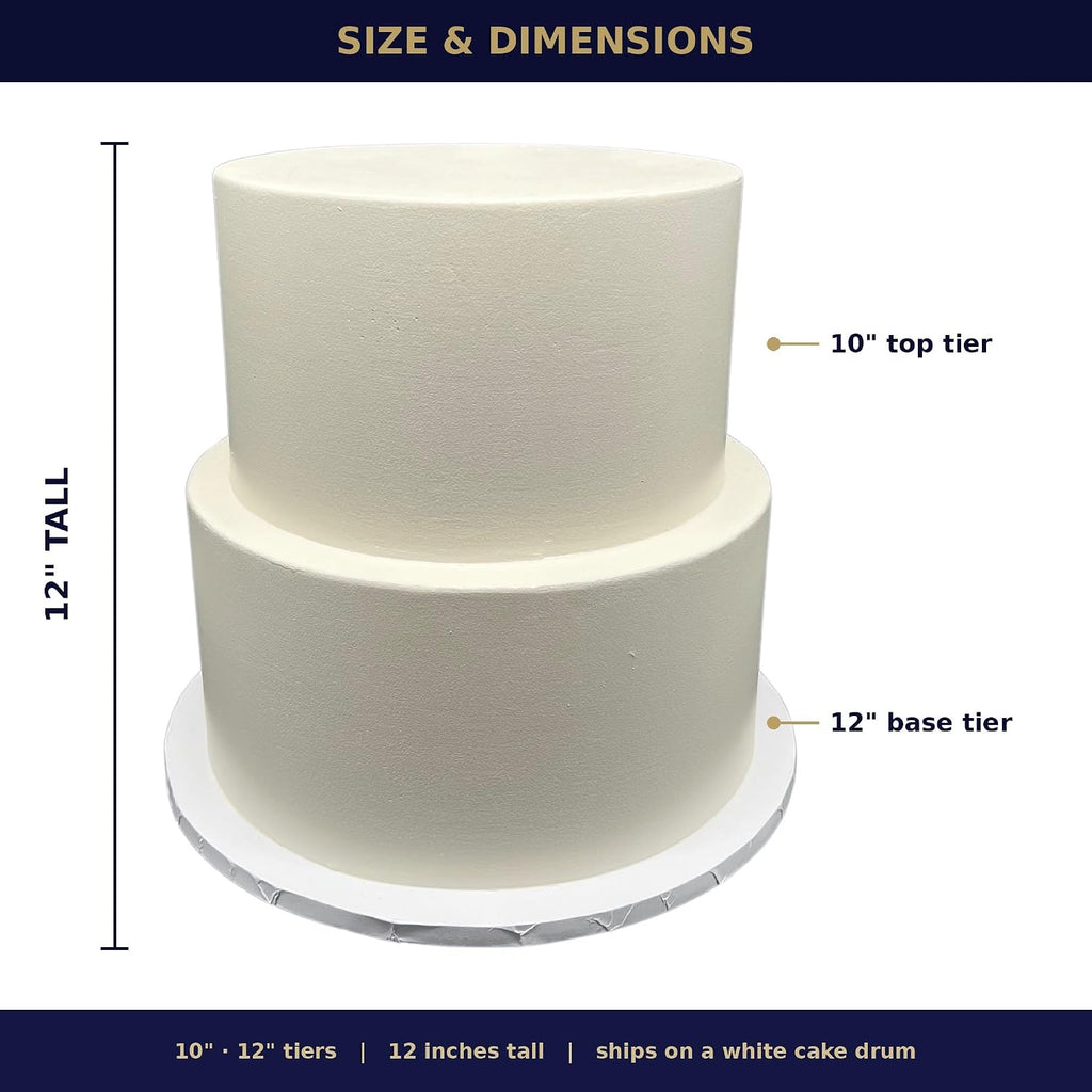 FromJennWithLove 2 Tier Fake Wedding Cake, 12' Tall Handcrafted Ivory Display Cake – 4-Day Artisan Process, Made in USA – Reusable Centerpiece for Weddings & Bridal Showers