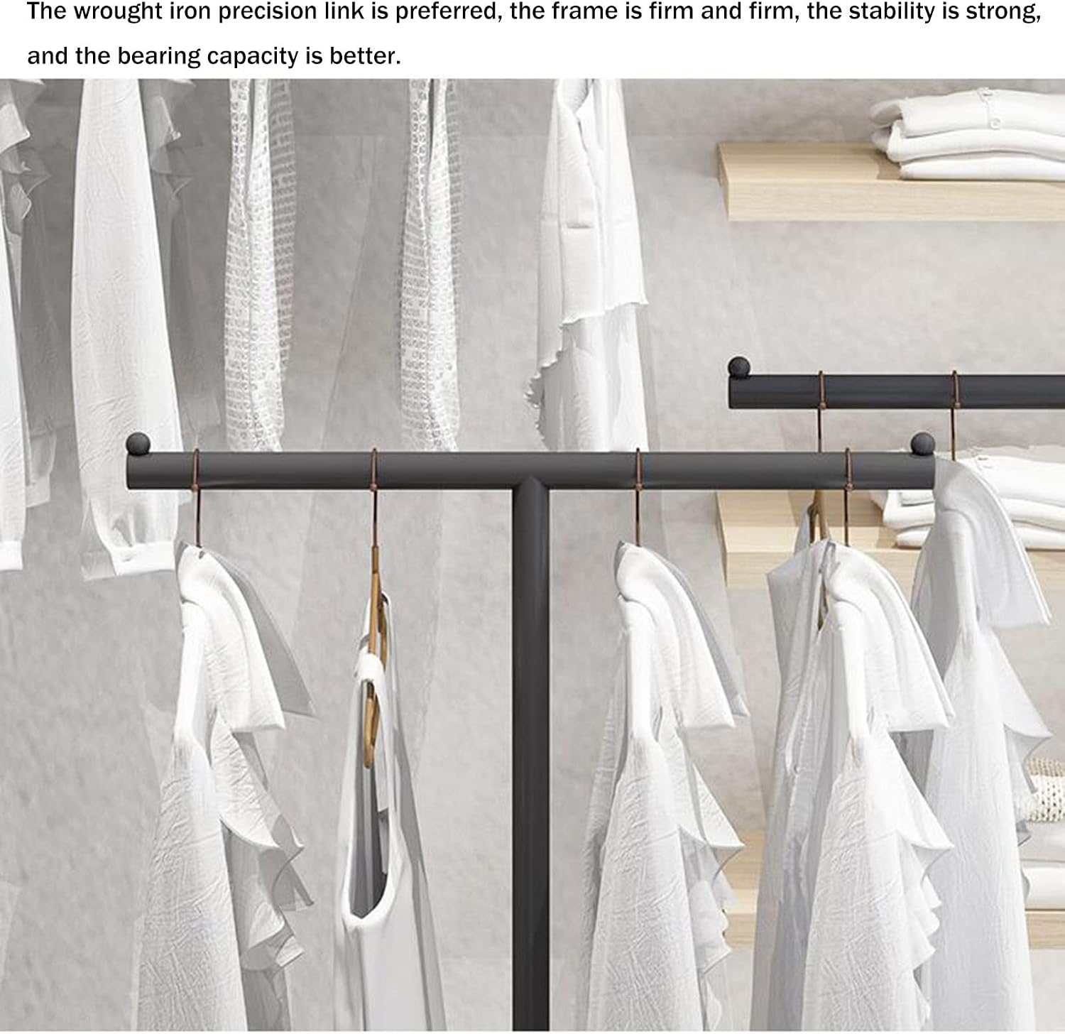 Boutique Clothing Store Clothes Display Rack Metal Hanger, T Shape Creative Freestanding Suit Shirt Clothes Display Entrance Porch Organization Hanging Garment Rack, Clos,BlackHigh and low 60*140cm