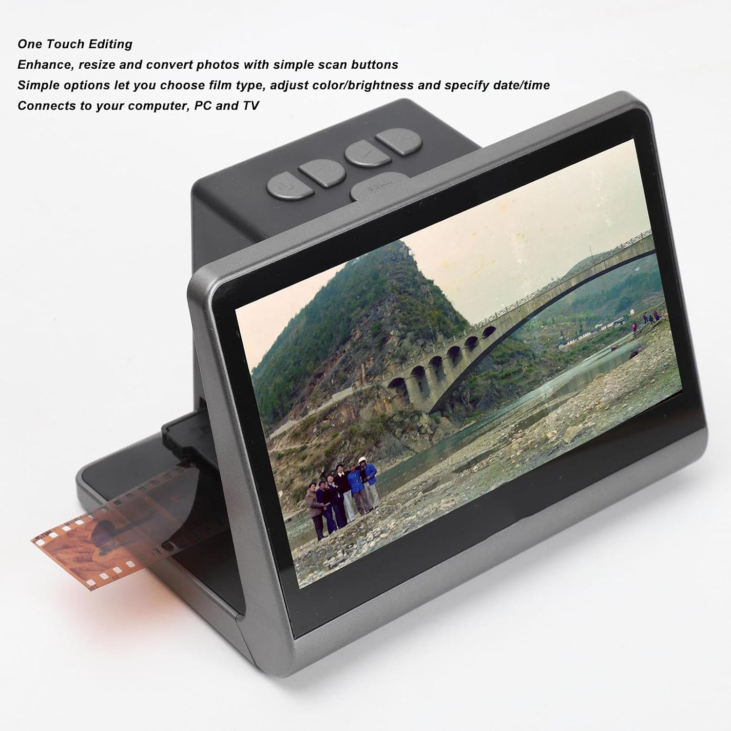 48MP Film Slide Scanner with 7 Color Screen, Converts 135mm / 126KPK / 110mm / Super 8 Films/Slides/Negatives to Digital Photos, High Resolution, Built in Memory (US Plug)