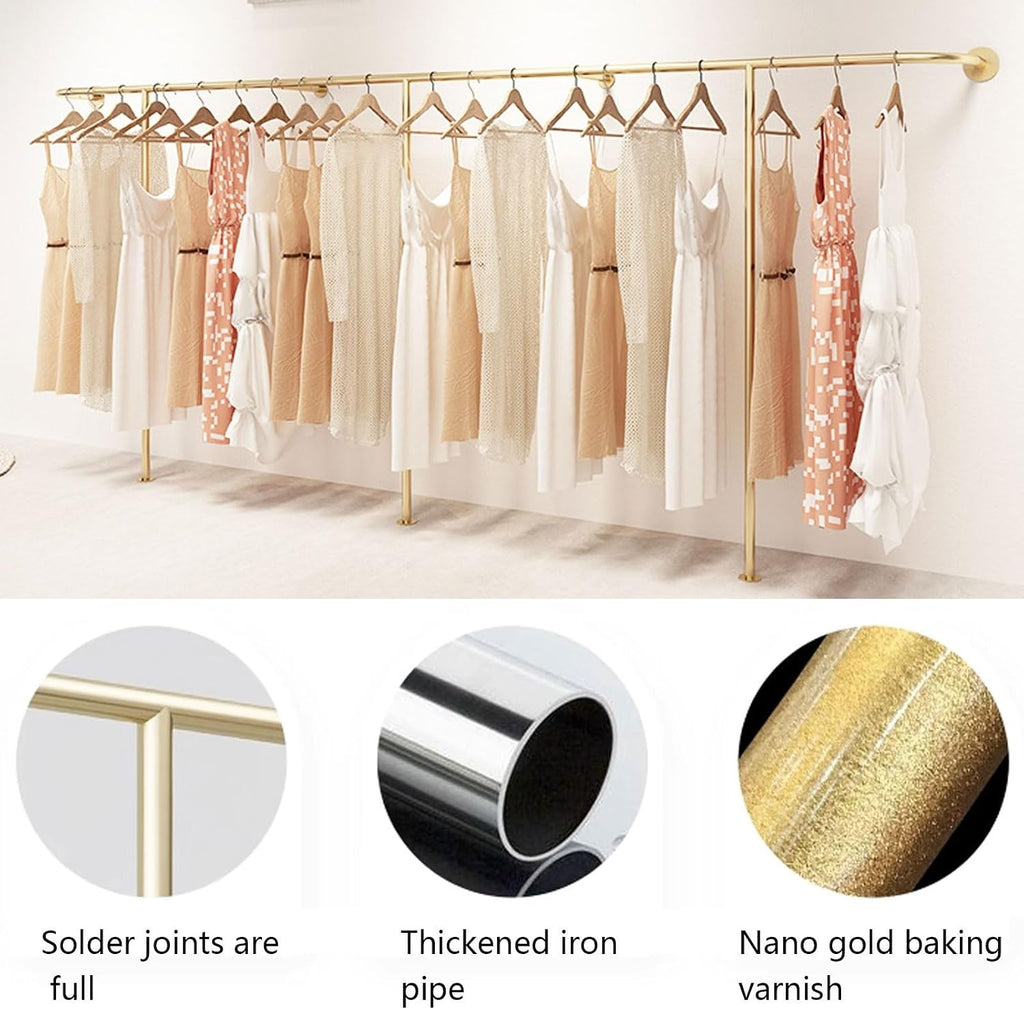 Wall Mounted Clothes Rail Modern Clothes Rack Retail Display Clothes Rack Freestanding Garment Rack Metal Coat Rack Garment Hanging Storage Rail, for Hanging Clothes (Size : 200cm)