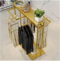 Heavy Duty Garment Rack, Clothing Display Stand for Retail Shops & Home Storage, Free Standing Metal Storage Rack with Shelf for Suits & Shirts