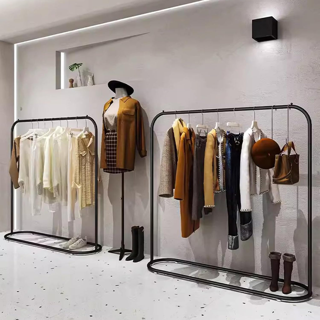Heavy Duty Coat Rack, Garment Rack Modern Black Metal Clothes Rail for Hanging Clothes Commercial Heavy Duty Clothing Rack Freestanding Retail Display Rack Easy to Assemble (100X40X145CM)
