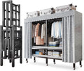 Large Heavy-Duty Portable Wardrobe Closet Rack with Cover - Rolling Freestanding Clothes Organizer System for Hanging Clothes