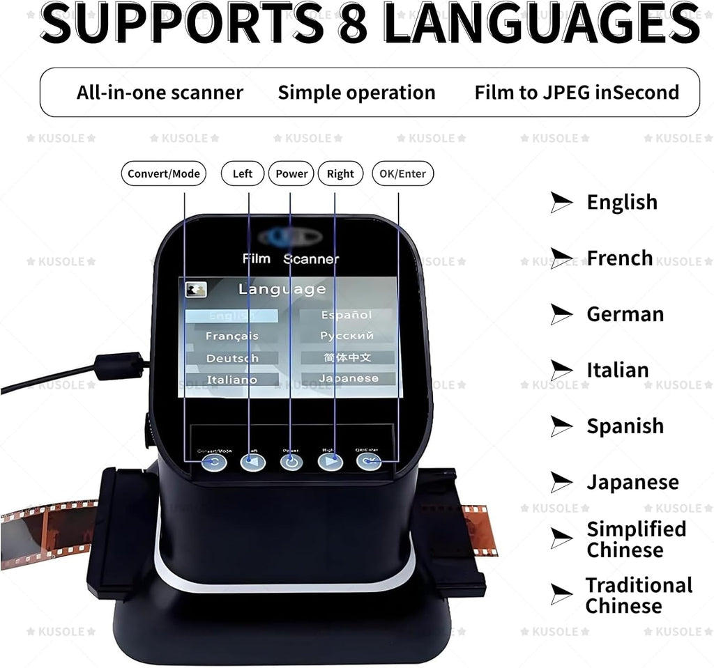 120 High Resolution Film Slide Scanner, for 35mm, 135,126,127 Negatives & Slides to Digital JPEG, Supports Image Preview & Editing