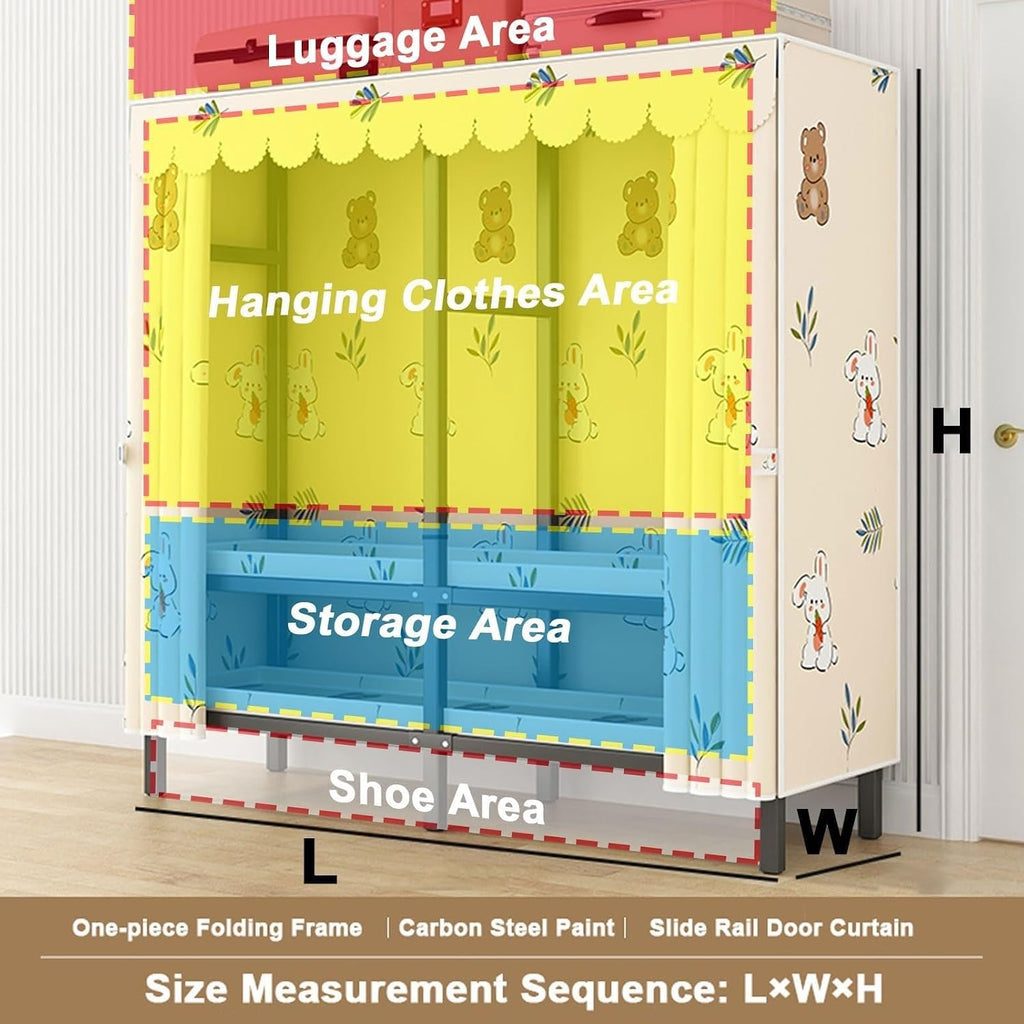 THEGA Heavy-Duty Foldable Garment Rack with Cover - Portable Wardrobe Closet Rack, Foldable Portable Closet Wardrobe Rack, 1100lbs, Freestanding Clothes Organizer System (Size : 190 * 50 * 170cm)