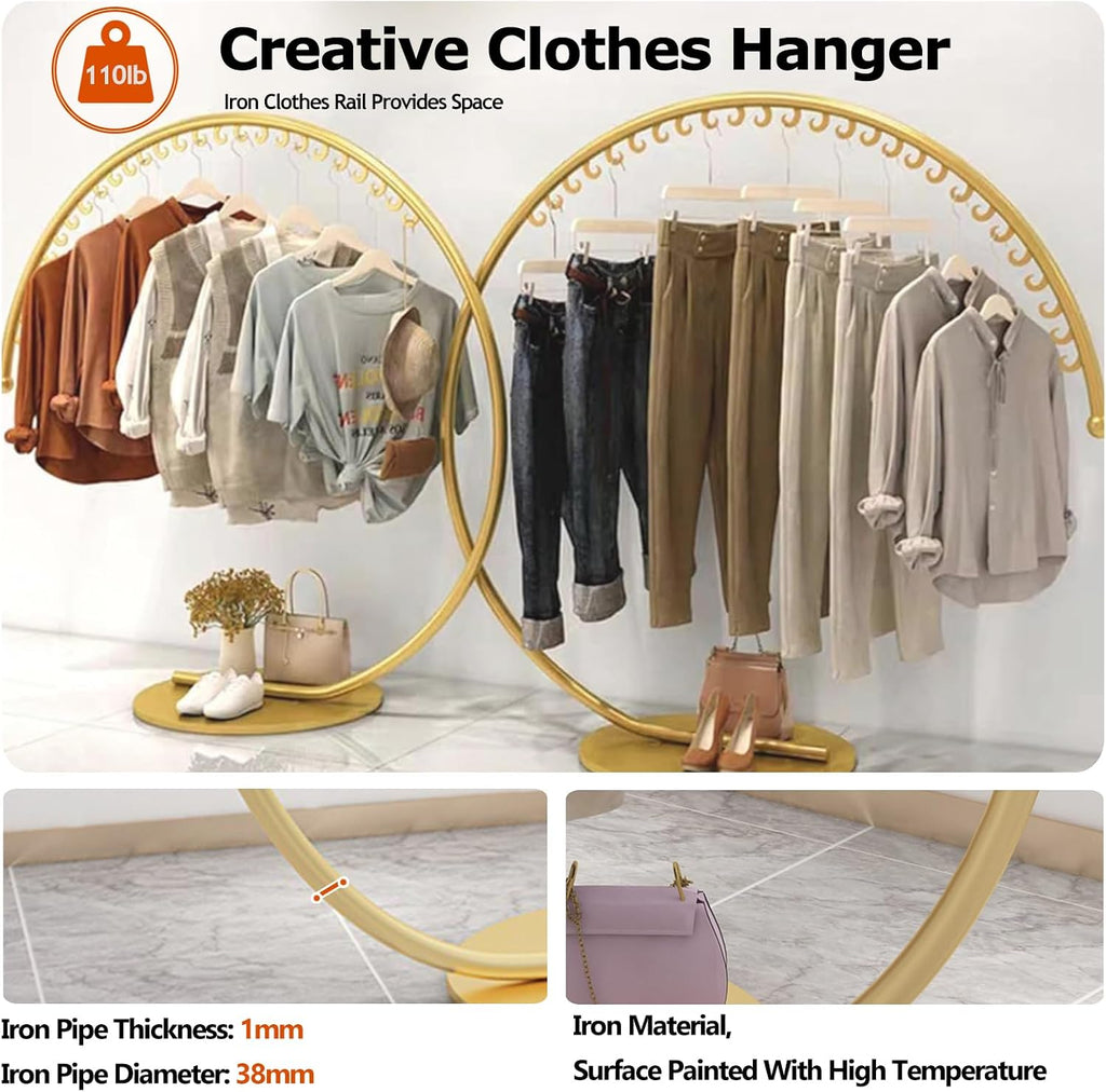 Clothing Store Industrial Display Stands, Clothes Rail, Metal Clothes Rail, Freestanding Garment Rack Hanger, 110 Lb Total Max, Clothes Rail Heavy Duty, Han(A-180x170cm