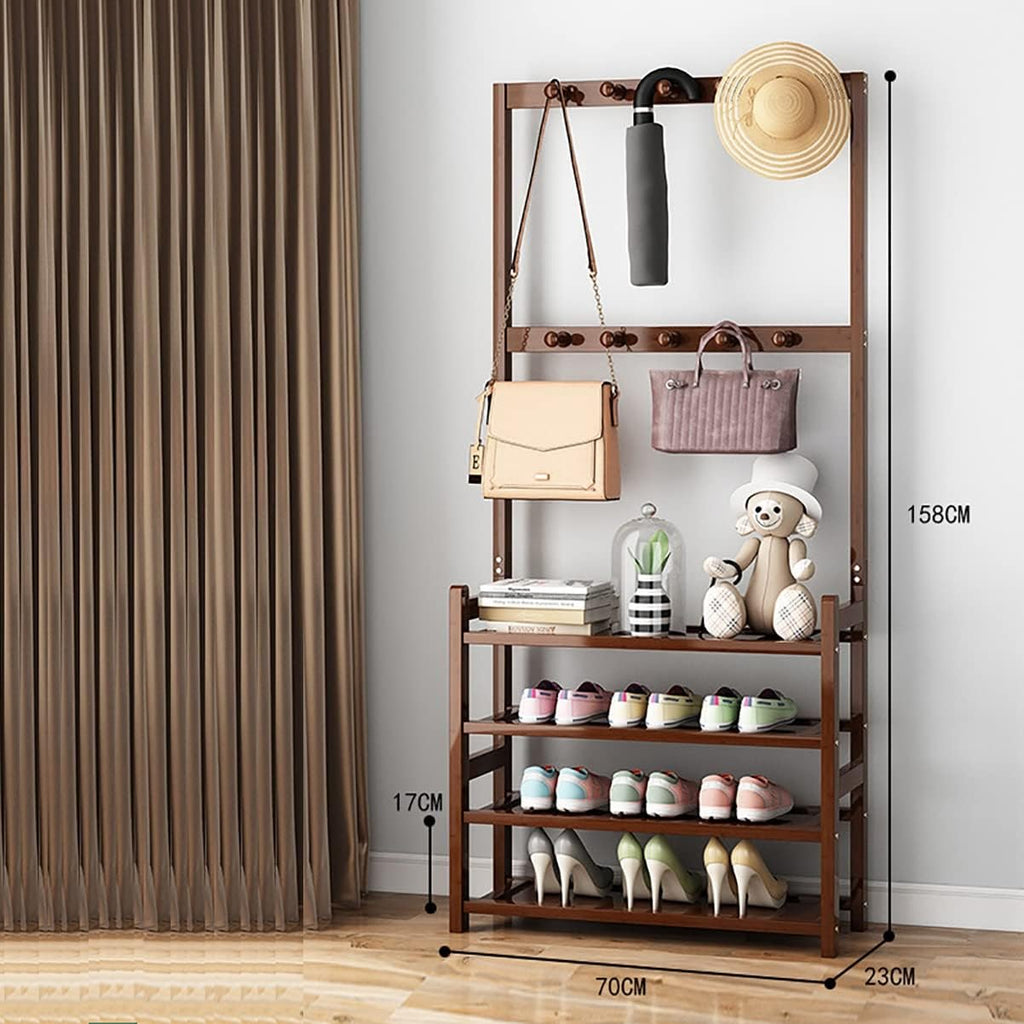 Free-Standing Garment Rack, Closet Storage Organizer, Easy Assembly, Space Saver, for Bedroom and Hallway (4 Shelves)