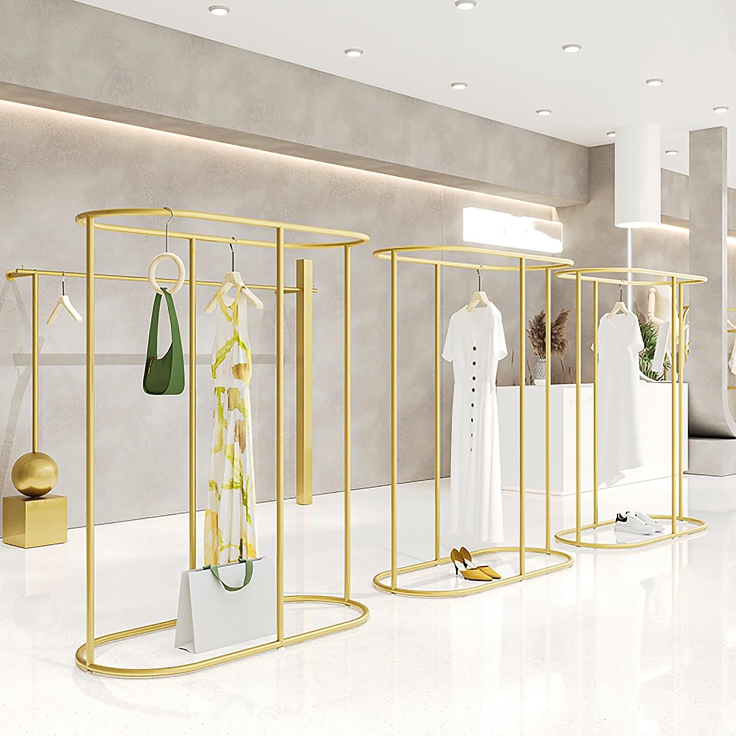Creative Display Metal Hanging Rod Floor Standing Freestanding Garment Rack for Bedroom Hall Clothes Store Boutique Color: [rt Color]