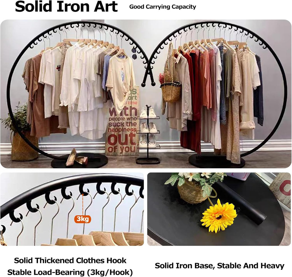 Clothing Store Industrial Display Stands, Clothes Rail, Metal Clothes Rail, Freestanding Garment Rack Hanger, 110 Lb Total Max, Clothes Rail Heavy Duty, Han(B-180x170cm