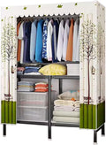 Foldable Closet Storage Shelves, Heavy-Duty Portable Wardrobe Rack with Cover, Freestanding Clothing & Coat Organizer for Bedroom - 110cm/43in Space-Saving Solution