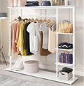 Garment Rack with Shelf, Hangers Display Stand, Metal Clothing Rack Free Standing Closet Organizer with 5 Tier Shelf,Large Clothing Display Stand for Home, Clothing Store(White