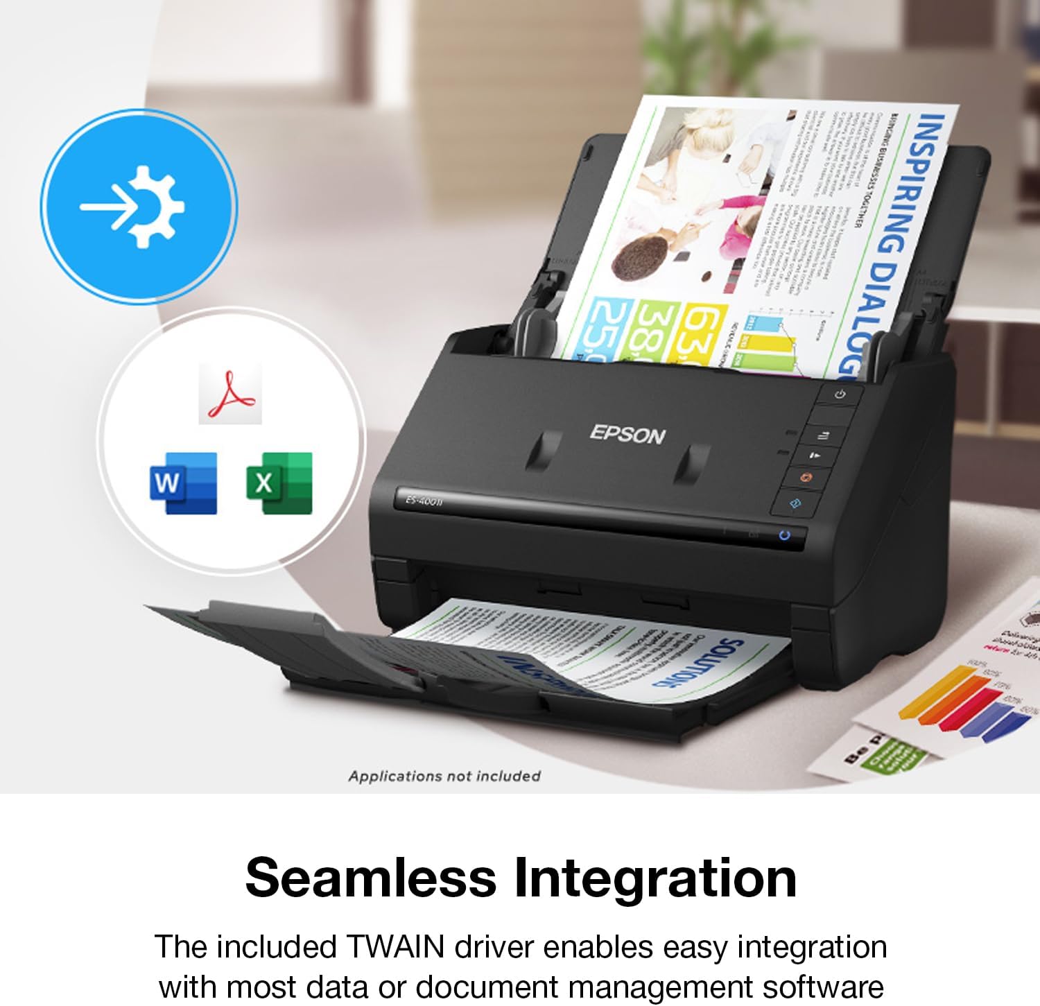 Epson Workforce ES-400 II Color Duplex Desktop Document Scanner for Computers Including PC and Mac with Auto Document Feeder and Image Adjustment Tools