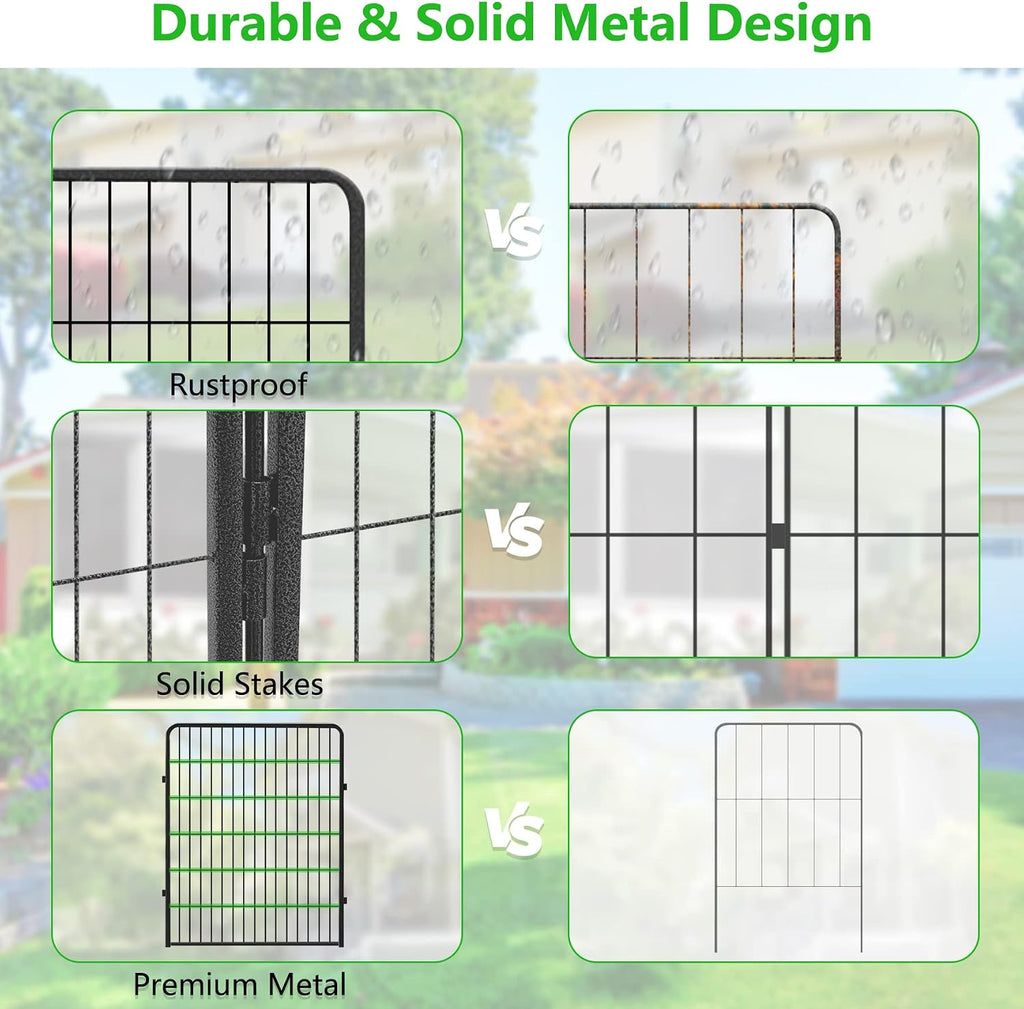 No Dig Decorative Garden Fence with Gate Rustproof Metal Fence Panels, 40in(H) x 64Ft(L) Garden Fencing for Yard 24 Panels Animal Barrier Fence for Dogs, Rabbit, Patio