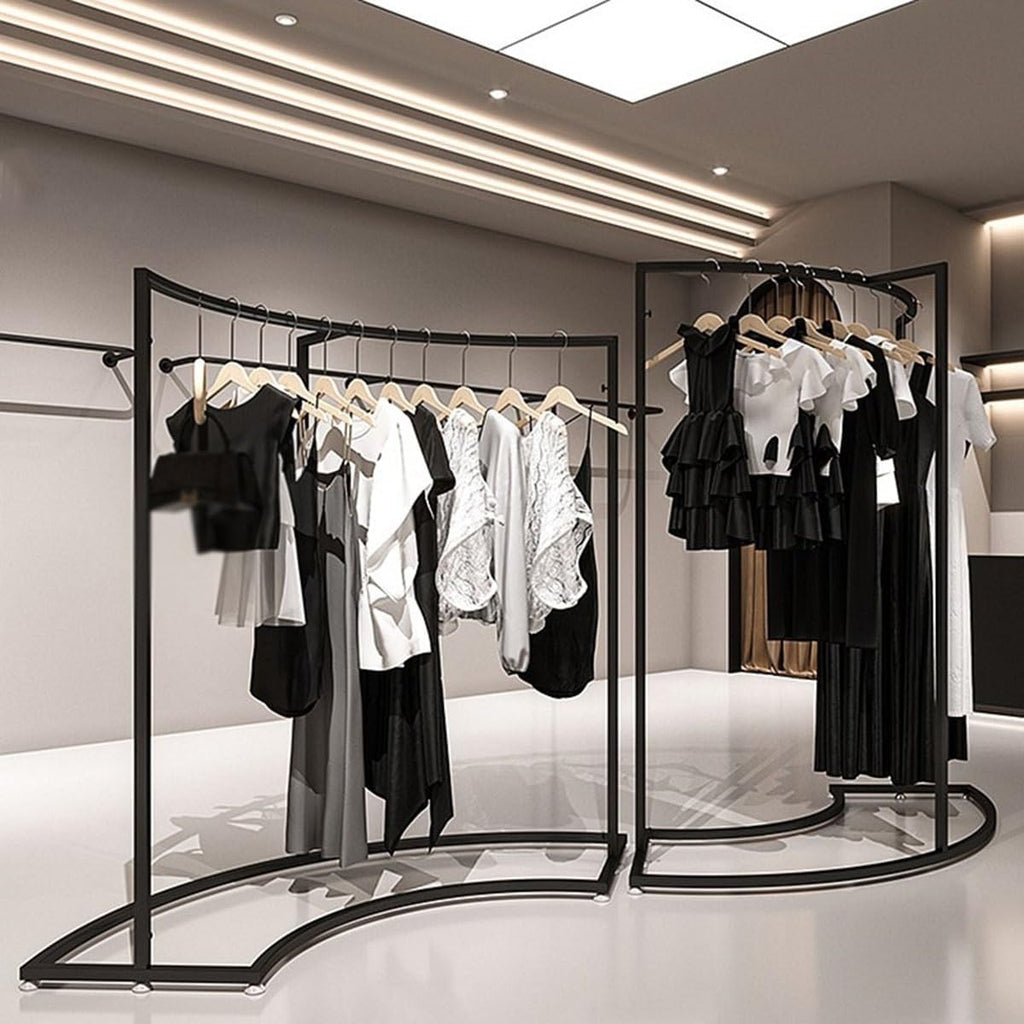 Industrial Iron Garment Rack for Hanging Clothes 52.4in/61in Commercial Freestanding Clothes Hanging Rack for Coats, Shirts, Dress Home Heavy Duty Clothing Racks(87x45x155cm/34.3x17.7x61in)