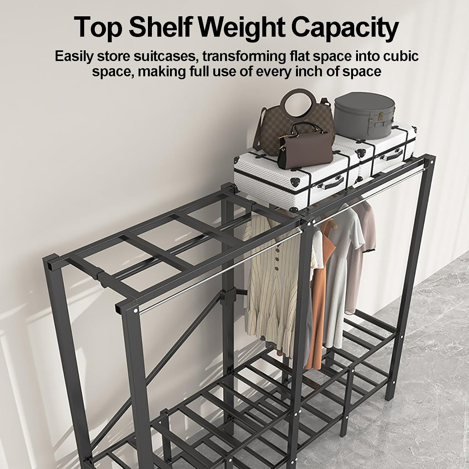 Foldable Closet Wardrobe With Cover, Heavy-Duty Clothe Rack, Covered Clothes Rack, Freestanding Metal Clothing Rack, Armoire Coat Storage Garment Racks For Hanging Clothes(Yellow,190x170x50cm)
