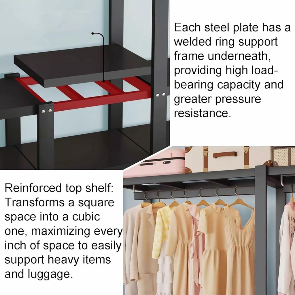 Foldable Wardrobe Closet System,Heavy Duty Portable Clothes Rack with Cover, Garment Racks for Bedroom