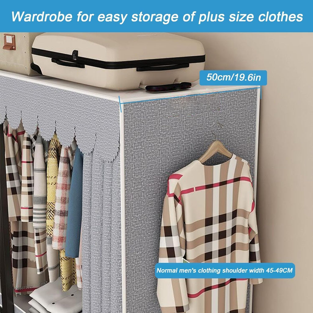 Collapsible Garment Rack with Cover and Wheels, 70.8in High Portable Wardrobe Closet Rack/Heavy-Duty Freestanding Closet System for Bedroom/Large Cabinet Clothes Storage Organizer (84.6in/215cm)