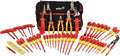 Wiha 32874 Insulated Tool Set with Pliers, Cutters, Nut Drivers, Screwdrivers, T Handles, Knife, Ruler and Voltage detector, 50 Piece Set in Canvas Tool Bag