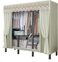Portable Foldable Wardrobe Closet, Garment Rack with Cover for Hanging Clothes, Clothes Rack with Storage Basket, Clothes Storage Box, Thickened Steel Tube(Green,41.2x67in/105x170cm)