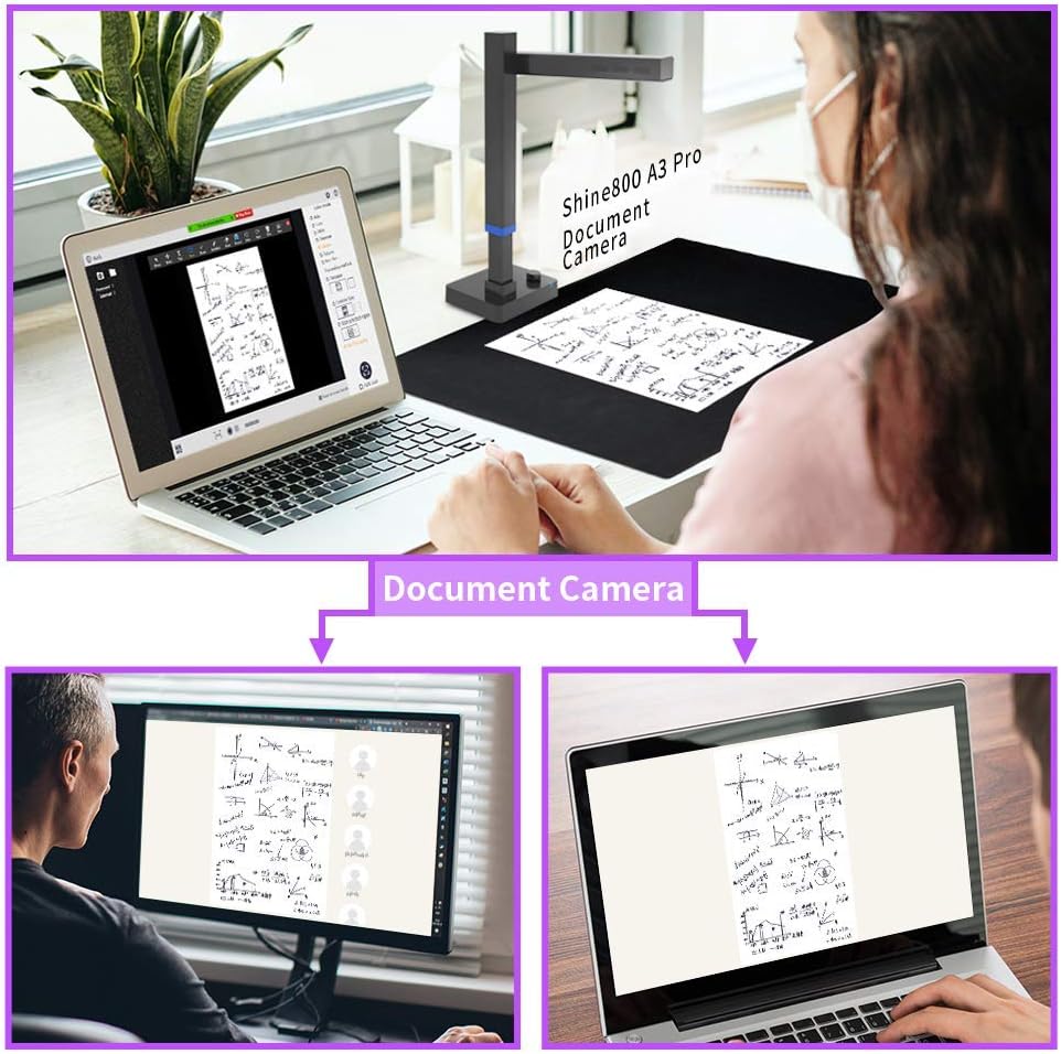 CZUR Shine800-A3-Pro Professional Height Adjustable USB Document Camera, A3&A4 Document Scanner with OCR Function for MacOS and Windows