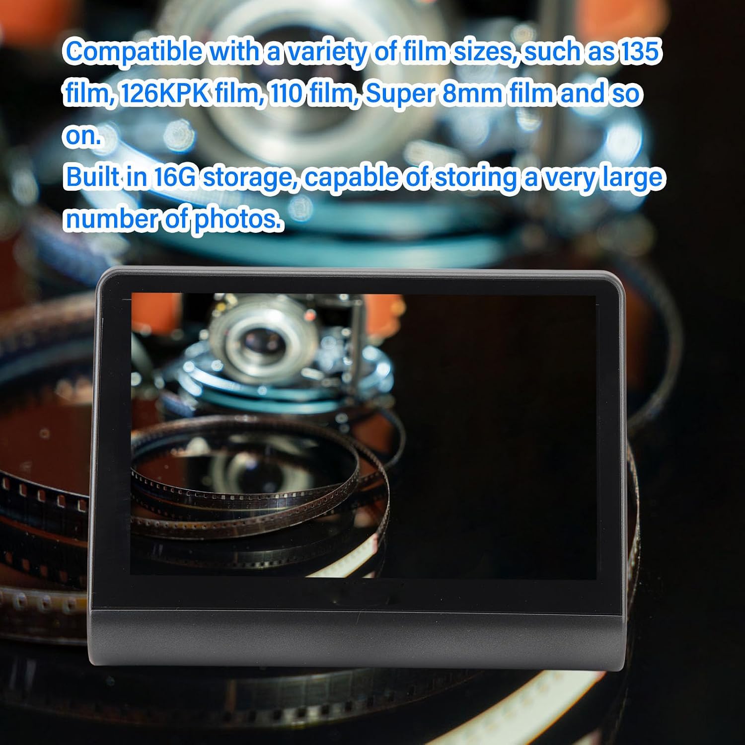 Digital Film Scanner with Large 5inch LCD Screen, HD Screen Film Slide Scanner Convert 135 126KPK 110 Super 8mm Film Monochrome Slide to 48MP JPEGs