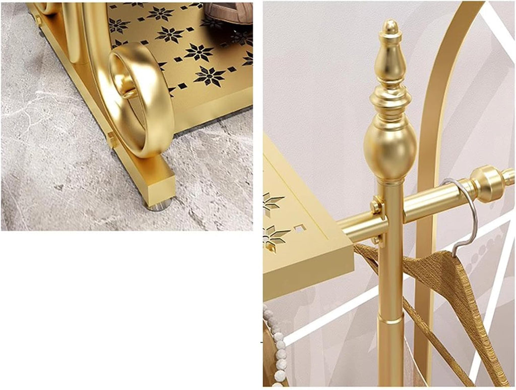 Heavy duty Garment rack Modern Commercial Grade Clothing Rack For Hanging Clothes Heavy Duty Clothes Rail With Shelves Freestanding Gold Metal Coat Rack For Bedroom Large Capacity Clothes Orga ( 120X