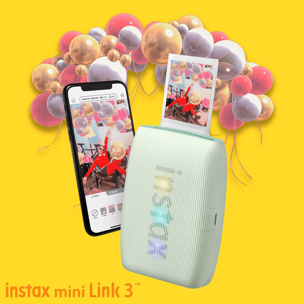 Fujifilm Instax Mini Link 3 Compact Smartphone Printer with Instax AiR Studio App (Sage Green) Bundle with Focus Camera Polaroid Film Kit and Fujifilm Instax Mini Twin Film Pack (3 Items)