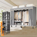 Heavy Duty Rolling Garment Rack With Cover Foldable Clothe Rack Portable Wardrobe Closet For Bedroom Armoires Freestanding Clothing Coat Storage Rack Garment Rack For Hanging Clothes(203cm/80in)