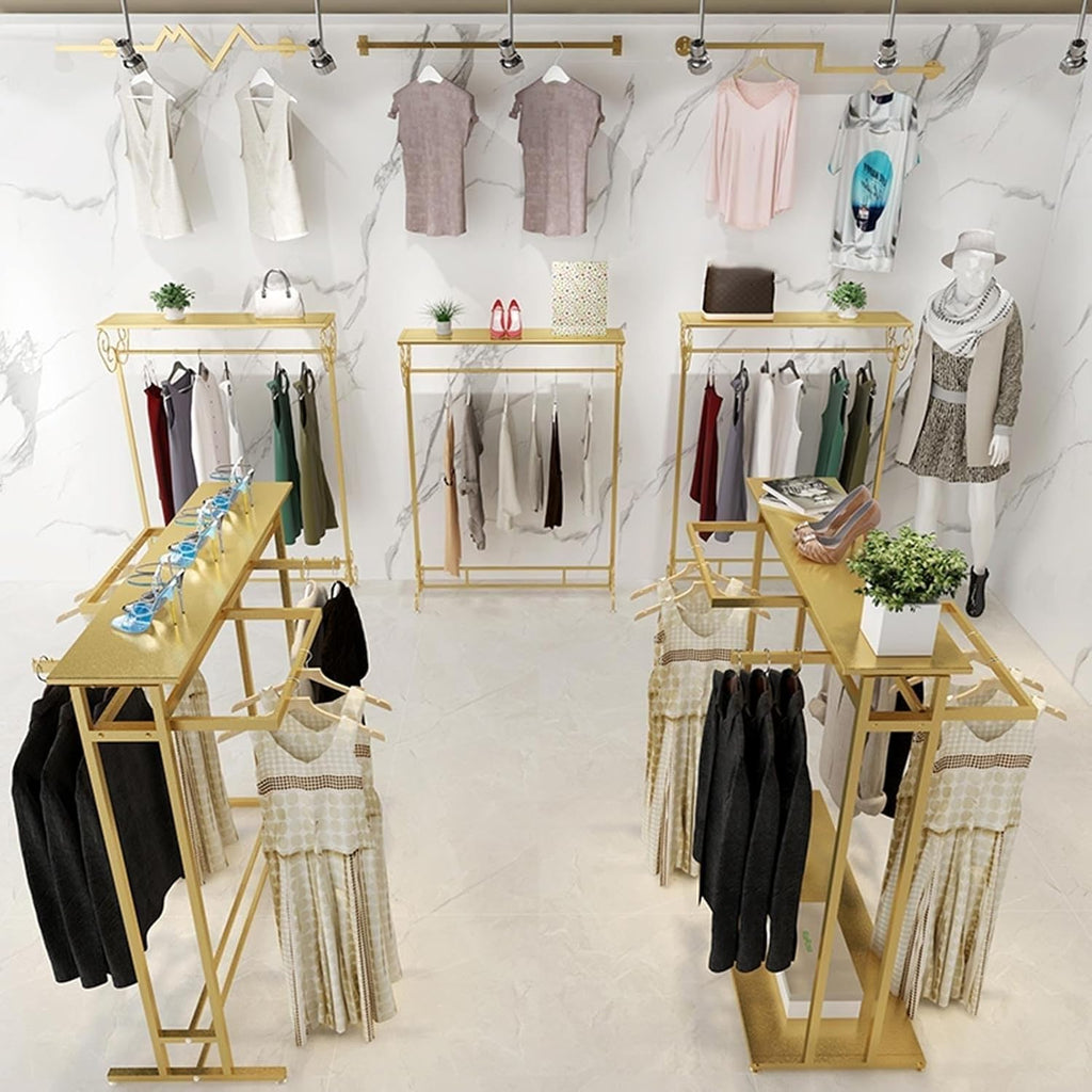 Clothing Store Modern Garment Rack, Heavy Duty Pipe Clothes Rack, Clothing Display Stand For Boutiques/Retail Shops/Home Storage, Free Standing Metal Garment Rack Suit Shirt Display Stand(Black,120*50