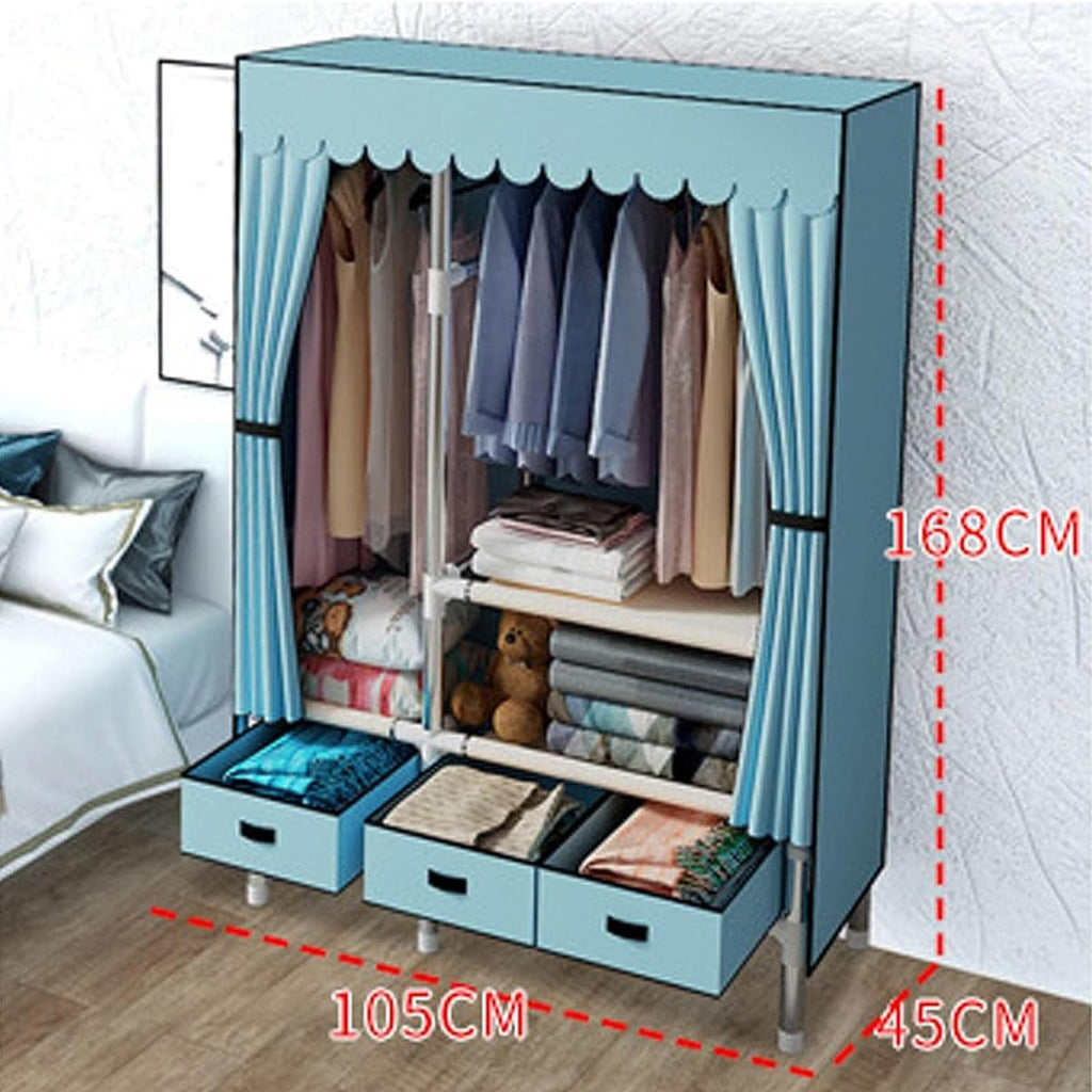 Garment Rack Heavy Duty Clothes Rack with Cover Freestanding Metal Clothing Rack Portable Closet Wardrobe with 2 Hanging