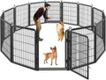 Dog Playpen Outdoor, 32' Height 14 Panels Pet Fence with Low Threshold Full Gate, Large Dog Fence Outdoor for Yard, Heavy Duty Pet Playpen Metal Play Pen Fence for RV Camping