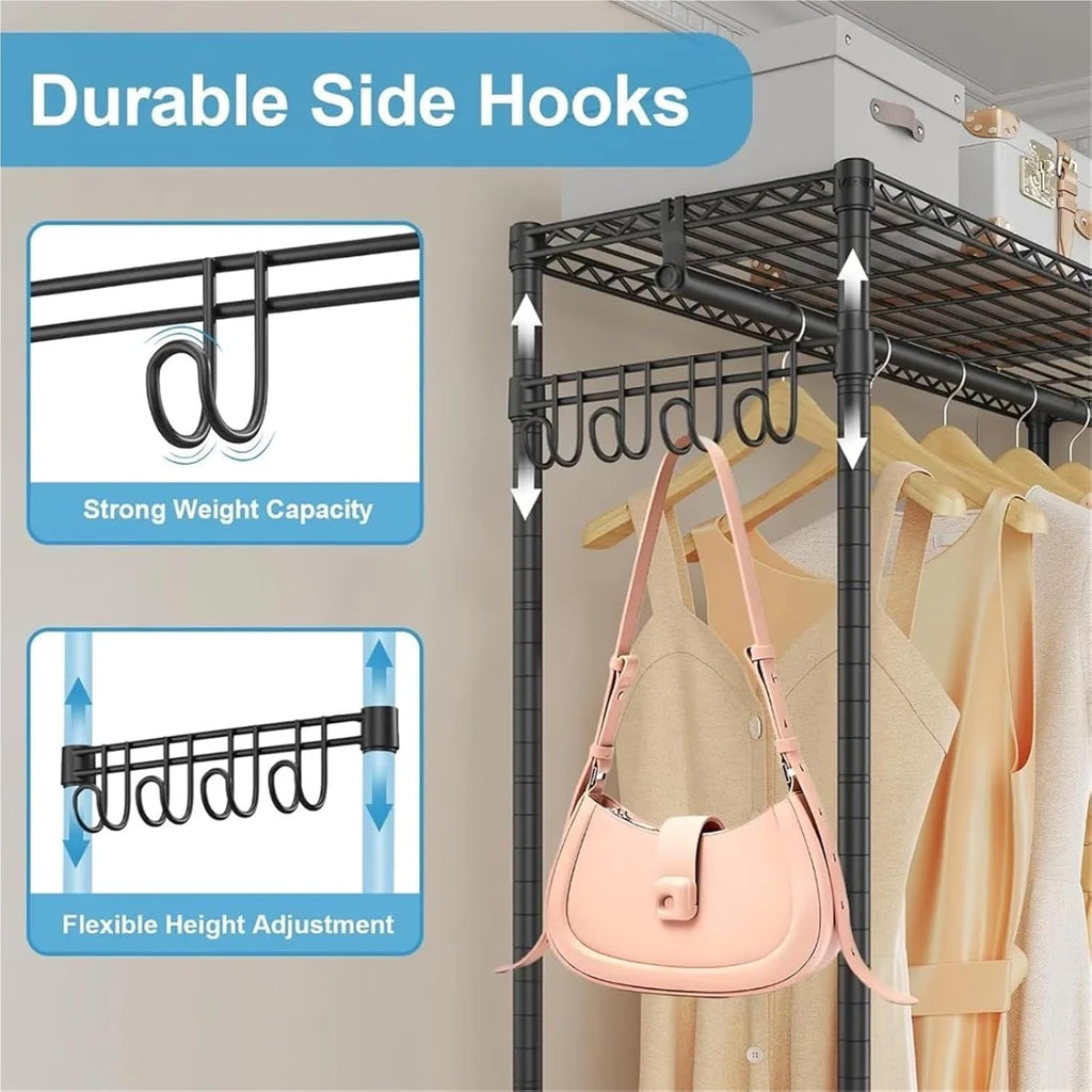 Wardrobe Closet Rolling Clothes Rack with Cover Portable Closet for Hanging, Heavy Duty Garment Freestanding(Color 1)
