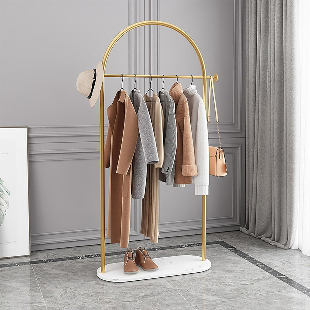 Metal Garment Rack with Bottom Storage Shelf for Bedroom Living Room Freestanding Clothes Rack for Coats Skirts Shirts and Sweaters Portable Clothing Storage Black/Gold/W,C 80cm