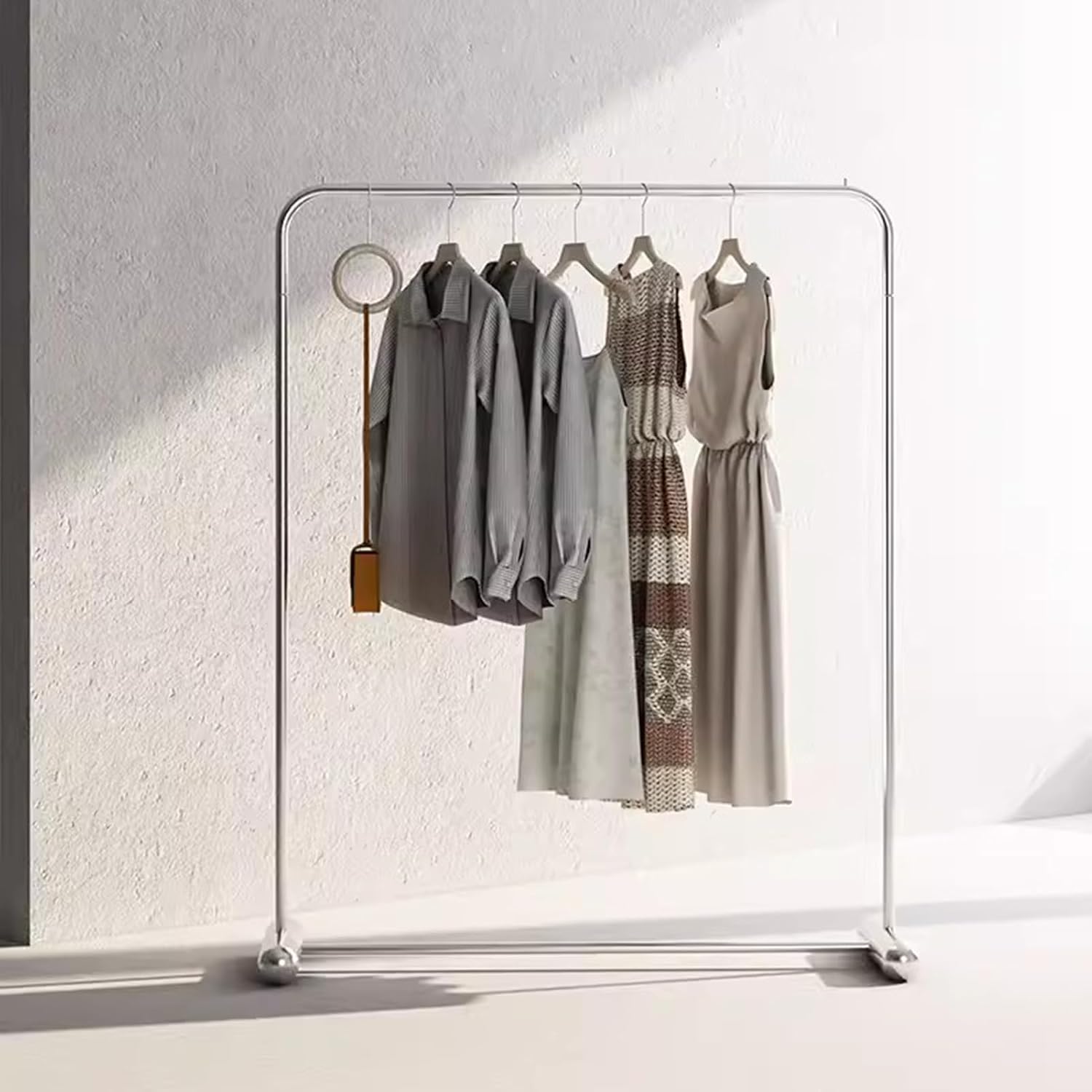Heavy duty Garment rack Stainless Steel Clothing Rack For Hanging Clothes Heavy Duty Clothes Rail For Bedrooms And Offices Freestanding Retail Display Rack Easy To Assemble Single Rod Coat Rac ( 120X