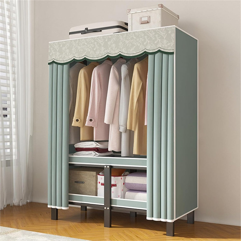 Portable Closet Rack Heavy-Duty Foldable Garment Racks With Cover,Freestanding Clothing Rack,Closet Organizer System,for Hanging Clothes Storaging Of Bedding(100CM)