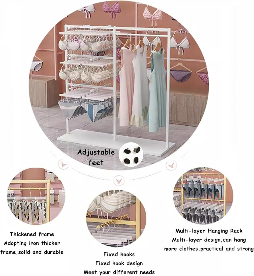 Adjustable Metal Garment Rack - Freestanding Display for Retail Clothes, Perfect for Shirts, Bras, Socks, Panties & Scarves - Ideal Boutique Supply Solution