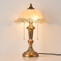 HDDFL Glass Shade Table Lamp Vintage Metal Desk Lamp 2 Lights Table Light with Plug Switch for Bedroom Living Room Home Office Brass and Brown