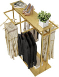 Heavy Duty Garment Rack, Clothing Display Stand for Retail Shops & Home Storage, Free Standing Metal Storage Rack with Shelf for Suits & Shirts