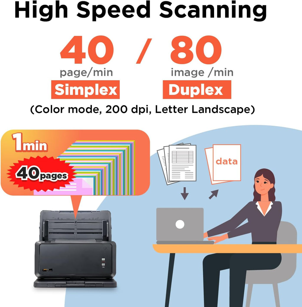 Plustek Wide-Format Color Duplex Document Scanner S30, for Large-Format Document Scan, Scans Wide Up to 12' and Long Up to 200', 100-Sheet Duplex Auto Document Feeder