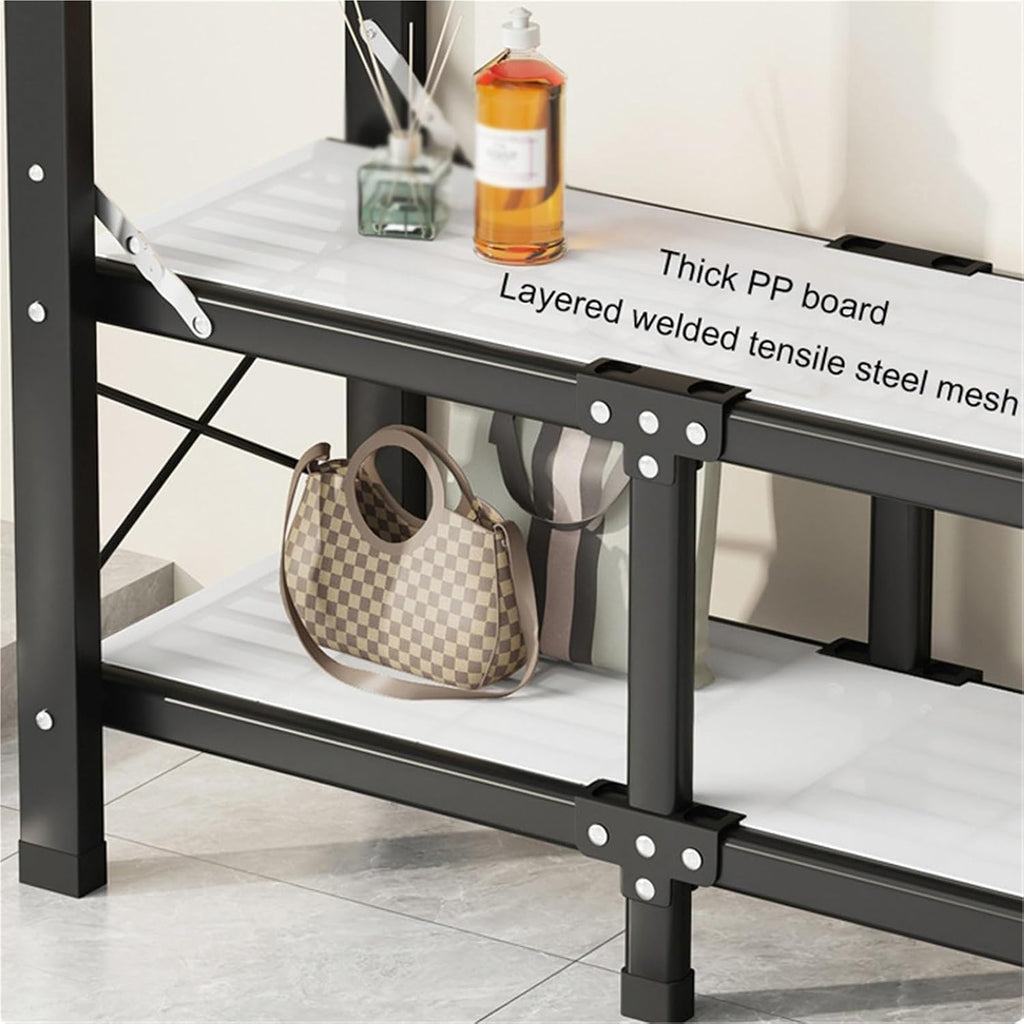Heavy Duty Clothes Rack,Foldable Clothe Rack with Cover and Wheel Heavy-Duty Portable Closet,Wardrobe Freestanding Metal Clothing Rack,for Hanging Clothes(112x46x170cm)